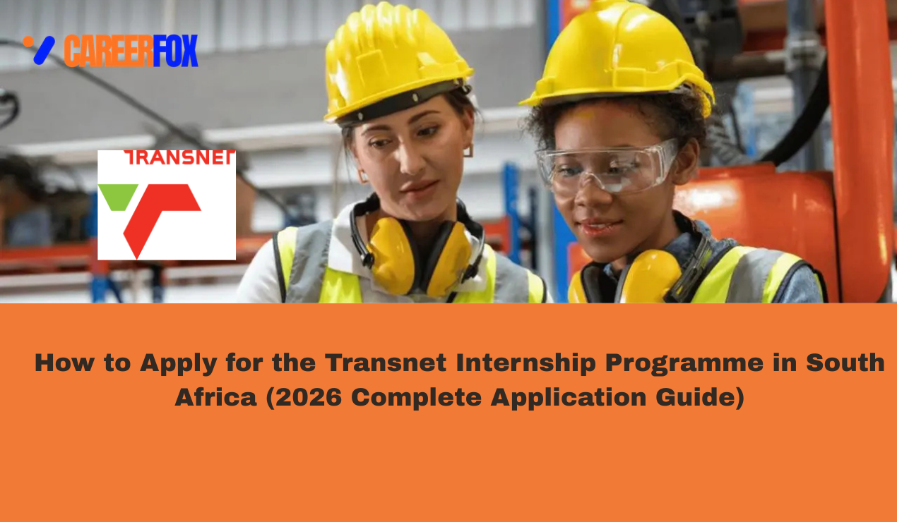 This image provides a guide for applying to the Transnet Internship Programme in South Africa for 2026.